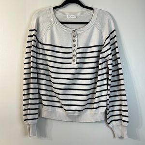 By Together striped sweater size large ivory and black